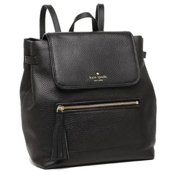 Kate Spade Chester Street Kacy Black Pebbled Leather Backpack Small Adjustable Kate Spade Chester St. Kacy Black Leather Backpack Purse w  main image 3